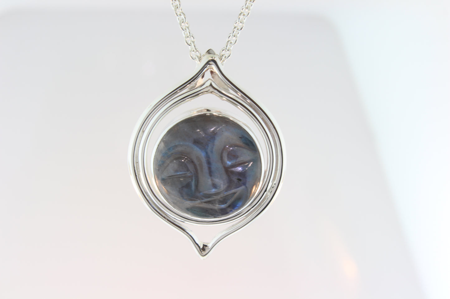 Silver Moonstone Face Pendant